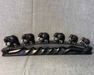Vintage Carved Ebony Elephant Bridge 