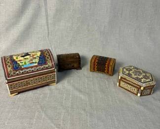 4 Vintage Wooden Jewelry Boxes