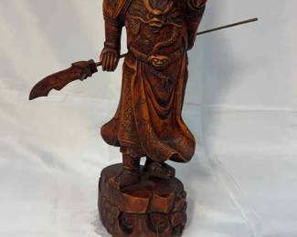 Wood Statute Of Guan Yu Chinese Military General  Rosewood
