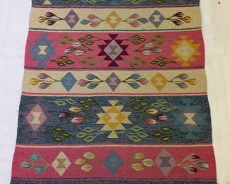 Turkish Kilim Woven Rug With Floral Pattern 
