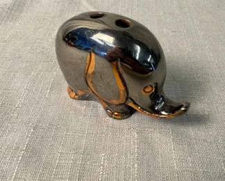 Vintage Metal Elephant Pen And Pencil Holder 
