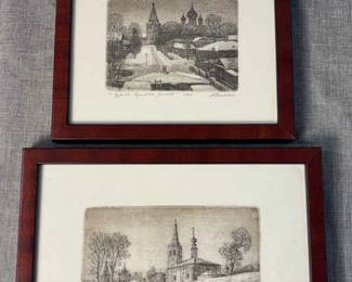 Etching Of Suzdal Russia Etching Of A Town In Russia
