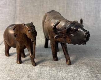Vintage Solid Wood Water Buffalo Elephant 