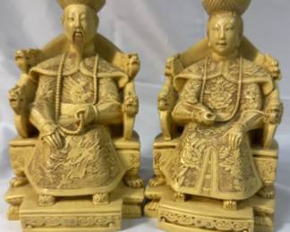 Sculptures Of Chinese Emperor And Emperess In Soapstone