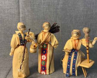 Vintage Corn Husk Dolls, Set Of 3 