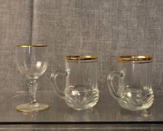 Mahora By Baccarat Cup Two Espresso Mugs Gold Accented.