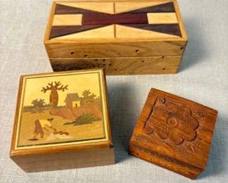 3 Wooden Trinket Boxes