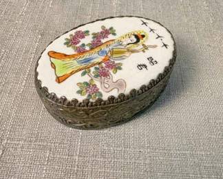 HandPainted Chinese Shard Porcelain Trinket Box