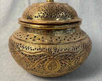 19thcentury Persian Qajar Brass Incense Bowl