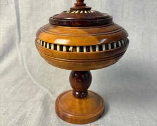 Vintage Handcrafted Inlaid Lidded Bowl