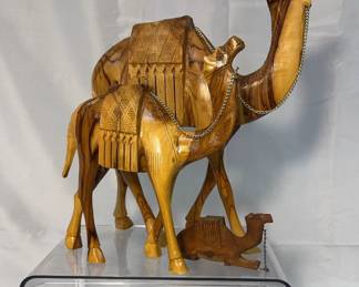 3 PC Olive Wood Bethlehem Camel Set Jerusalem