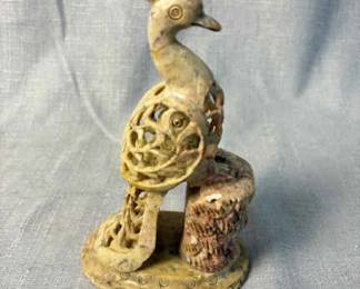 Indian Carved Marble Peacock Figurine