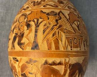 Hand Carved Peruvian Gourd