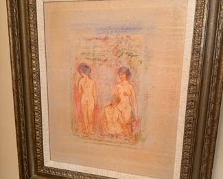 Original Edna Hibel pencil on silk
