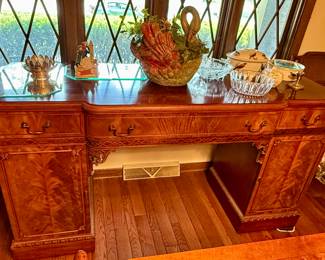Dining Room furniture:
-- Double Pedestal Sideboard from Landstrom Furniture.
Rockford, IL
-- Century Furniture, Raymond Sobota for Century Chin Hua collection. Dining table(75-111"), chairs, sideboard, lit cabinet.