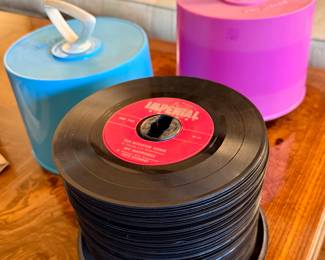 Great Selection of 45RPM Records and Mid Century Cases