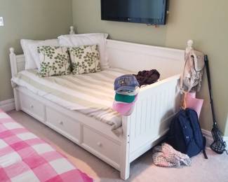 Daybed with trundle; flat screen TV with mounting bracket