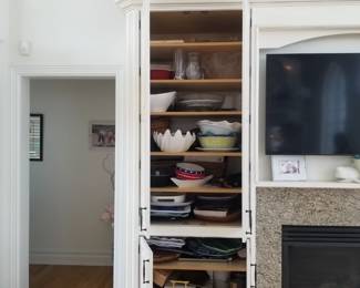 Custom cabinetry detail; serveware and hostess goods