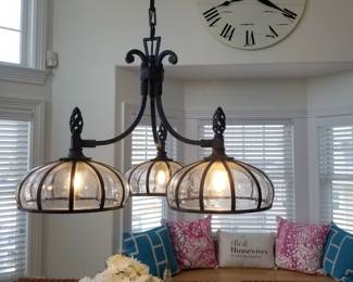 Chandelier; large wall clock