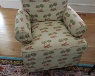 Tropical print arm chair - two available