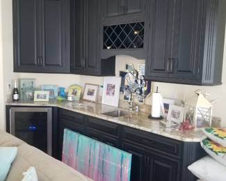 Custom wet bar with wine storage