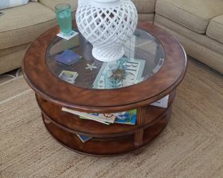 Two-tiered glass top coffee table