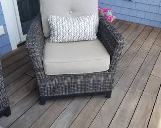 Woven all-weather wicker patio conversation set by Agio: chair