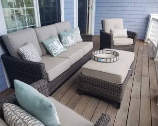 Woven all-weather wicker patio conversation set by Agio