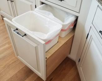 Cabinetry detail: trash corral
