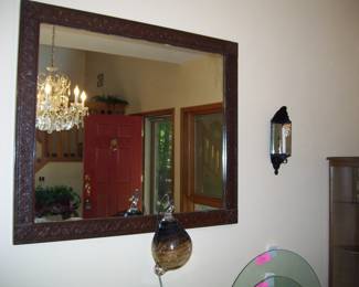 ANTIQUE WOOD FRAMED LARGE MIRROR