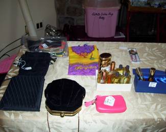 VTG PURSES - BRIGHTON BAGS - SWAROVSKI VELVET POUCHES - COACH MINI WALLET - VTG PERFUMES IE: SMALTO DONNA KARAN - PACO RABANNE - LADY STETSON