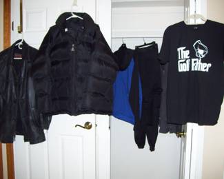 MENS LEATHER JACKET & CLOTHES  SIZE MEDIUM
