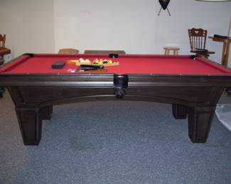2 1/2 YR OLD 8 FT ARDOSIA BRAZILIAN MADE 3 PC SLATE POOL TABLE.  ARDOSIA MANUFACTURERS SLATE FOR MOST USA POOL TABLE COMPANIES