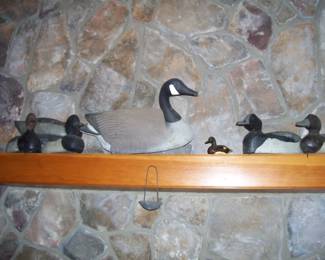 FOLK ART WORKER  (HARD WORKING) DECOY DUCKS, MOST WEIGHTED, MIDDLE ONE IS PLASTIC