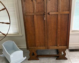 Antique tiger oak wardrobe