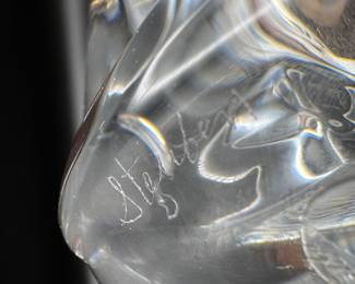 steuben cat napping crystal hand warmer 