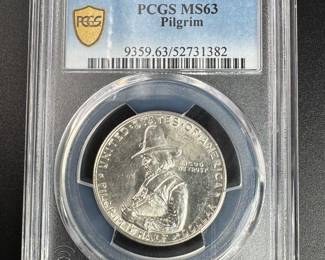PCGS 1920 PILGRIM TERCENTENNARY SILVER HALF DOLLAR COMMEMORATIVE 