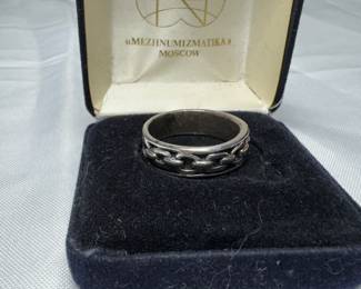 sterling silver chain link band ring 