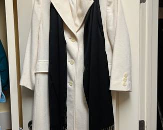 J.G. Hook wool coat and black scarf