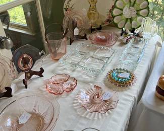 Pink depression glass and more