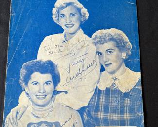 The Andrew Sisters signed sheet music