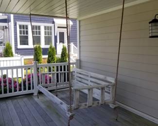 Porch swing - not shown but slats, cushion and pillows included