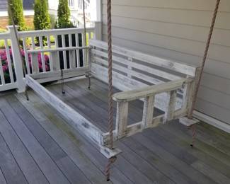 Porch swing - not shown but slats, cushion and pillows included