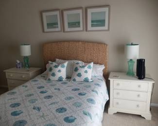 Queen bedroom set by Stanley Furniture includes bed; two nightstands & a large 9-drawer dresser