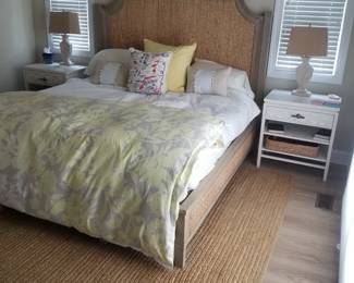 King bedroom suite by Stanley Furniture: king bed; two nightstands and one dresser; area rug