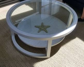 Coastal chic glass-top coffee table