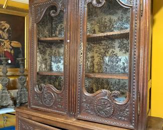 Beautiful China cabinet with chicken wire