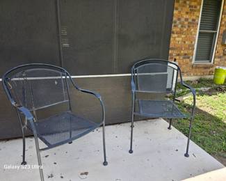 metal chairs, pair