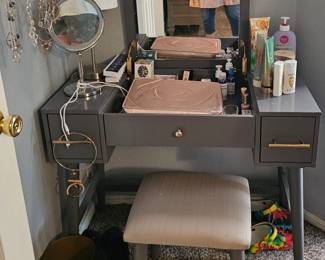 modern vanity and bench