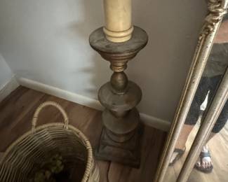 Wooden Base Candlestick Style Lamp